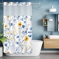 thumbnail image 6 of Spring Watercolor No Hooks Shower Curtain with Snap-in Liner Blue and Yellow Flower Leaves Shower Curtains for Bathroom, Waterproof, Easy Install, Washable 36"x72", 6 of 9