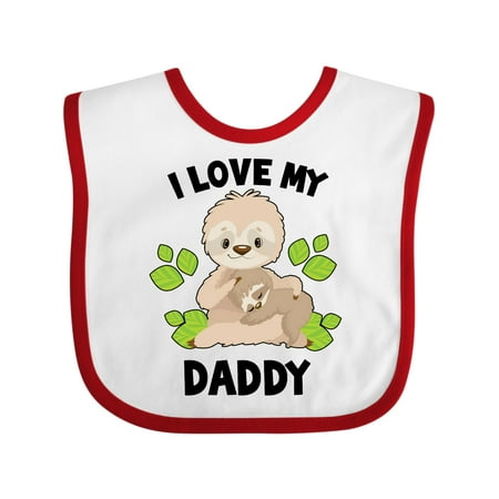 

Inktastic Cute Sloth I Love My Daddy with Green Leaves Boys or Girls Baby Bib