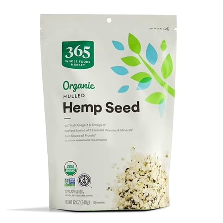 1x 365 by Whole Foods Market, Organic Hulled Hemp Seed, 12 Ounce