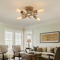 thumbnail image 3 of Q&S,Gold Finish,Sputnik Chandelier 4-Light Ceiling Light Semi Flush Mount for Bedroom Living Room, 3 of 10