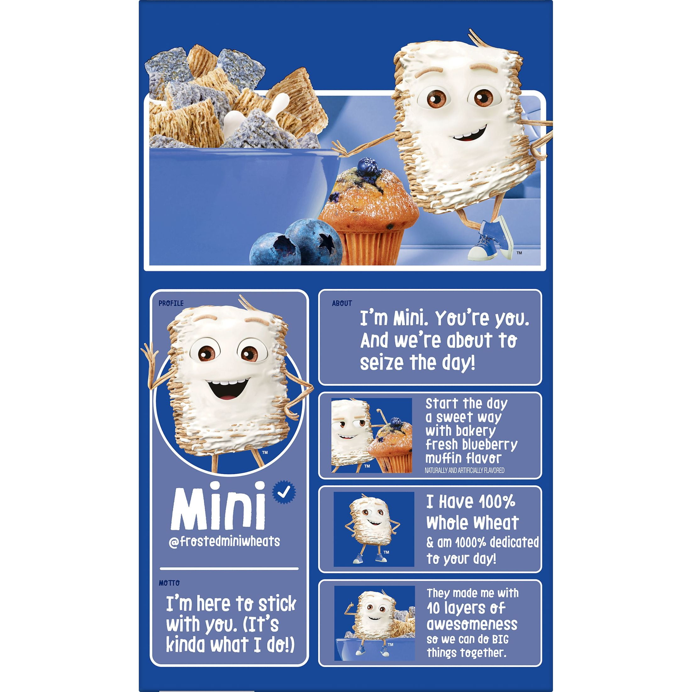 Kellogg's Frosted Mini-Wheats Breakfast Cereal, Kids Cereal, Family Breakfast, Family Size, Blueberry Muffin, 22oz Box (1 Box)