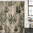 thumbnail image 3 of Medieval Octopus Waterproof Fabric Shower Curtain,Vintage Nautical Boat Retro Map Waterproof Fabric Shower Curtain for Bathroom Curtains Bathtubs Hotel Shower Curtains with 12 Hooks Long 72x78in, 3 of 8