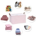 thumbnail image 5 of Hinwo 18.6 Gal./74.4 Qt./70.2 L Canvas Storage Bins, Rectangle Storage Baskets, Storage Cubes with Totes, Drawstring Closure, 22 x 15 x 13 Inches, 2-Pack, Pink Stripe, 5 of 6