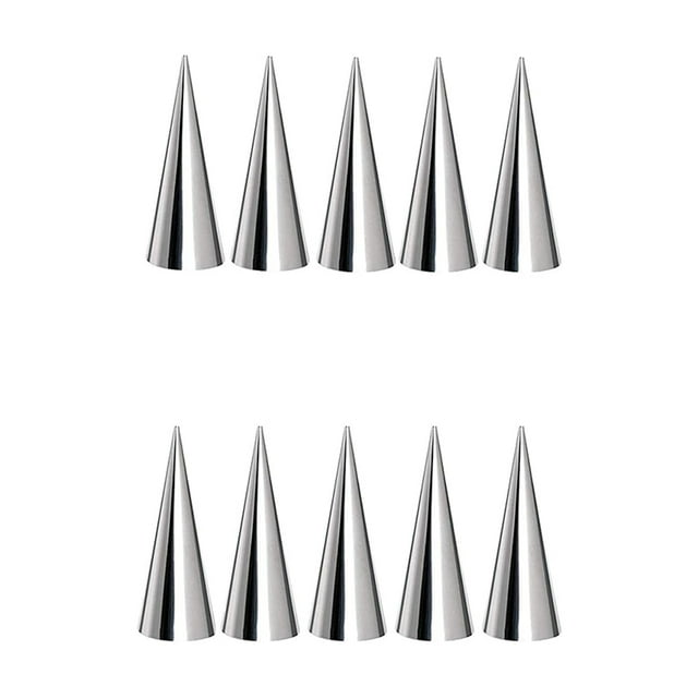 10 PCS Ice Cream Cone Shaped Forms, Stainless Steel Cream Horn Molds for Homemade Pastry Baking,