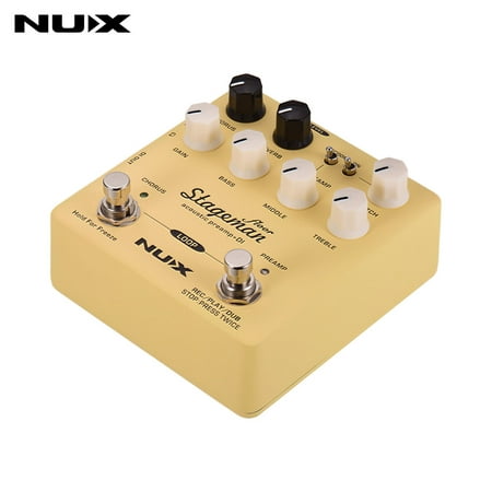 NUX Stageman Floor Acoustic Preamp + DI Effect Pedal with Chorus Reverb Freeze 60s Loop for Acoustic Guitar Violin Mandolin