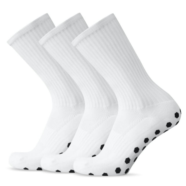 Graflsoa Hexagon Grip Soccer Socks - 3-Pack, Breathable & Anti-Slip, Polyester Blend, Multiple Colors, Sizes 38-44, Lightweight & Durable