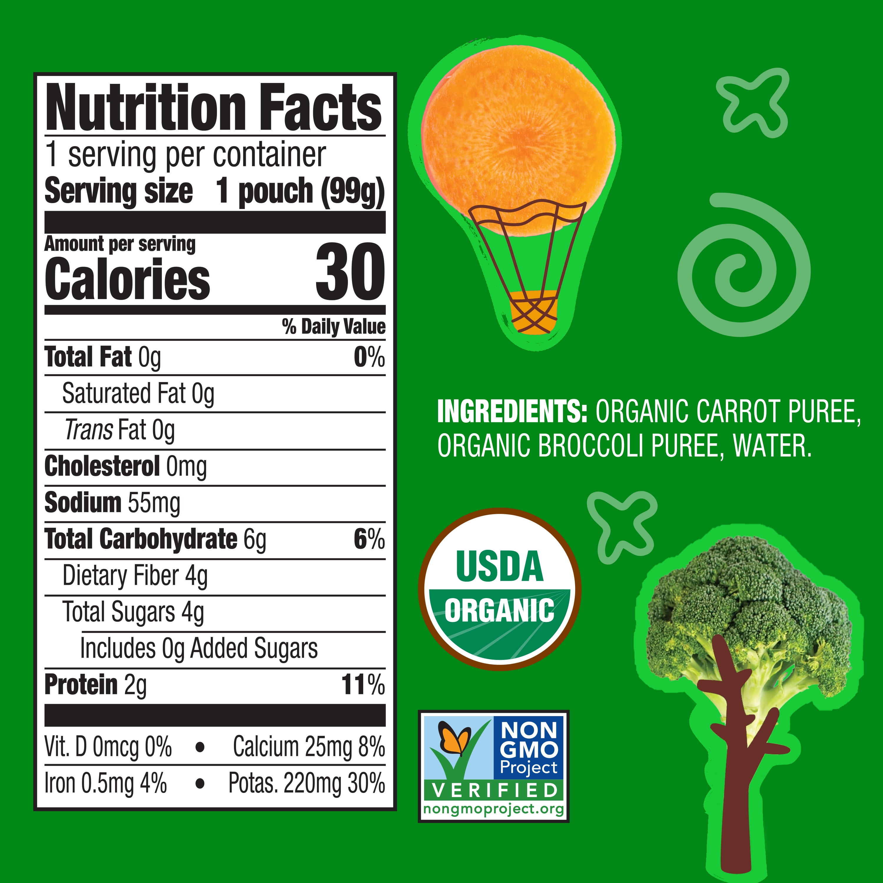 Earth's Best Organic Stage 2 Baby Food, Carrots Broccoli Veggie Puree, 3.5 oz Pouch