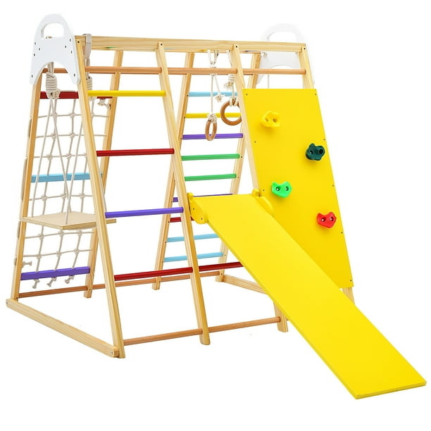 Costway 8in1 Jungle Gym Playset, Wooden Climber Play Set with Monkey