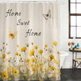 thumbnail image 2 of Home Sweet Home Bathroom Shower Curtains with Hooks, Watercolor Spring White Yellow Floral Butterfly Linen Texture Waterproof Fabric Washable Shower Curtain for Home Hotel Bathtub Decor 36x72 Inch, 2 of 8