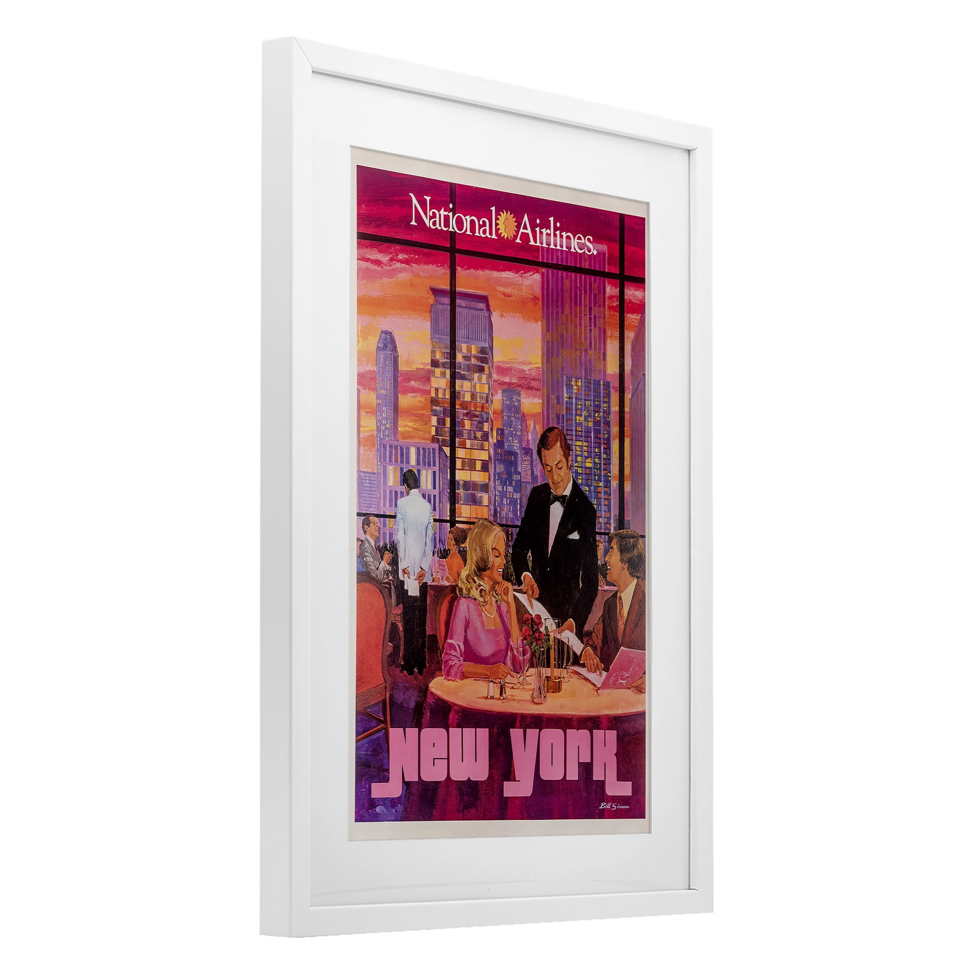 Stupell Industries Vintage New York Dining White Framed Print Under Glass, design by Vintage Posters