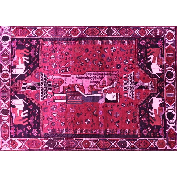 Ahgly Company Indoor Rectangle Animal Pink Traditional Area Rugs, 2' x 4'