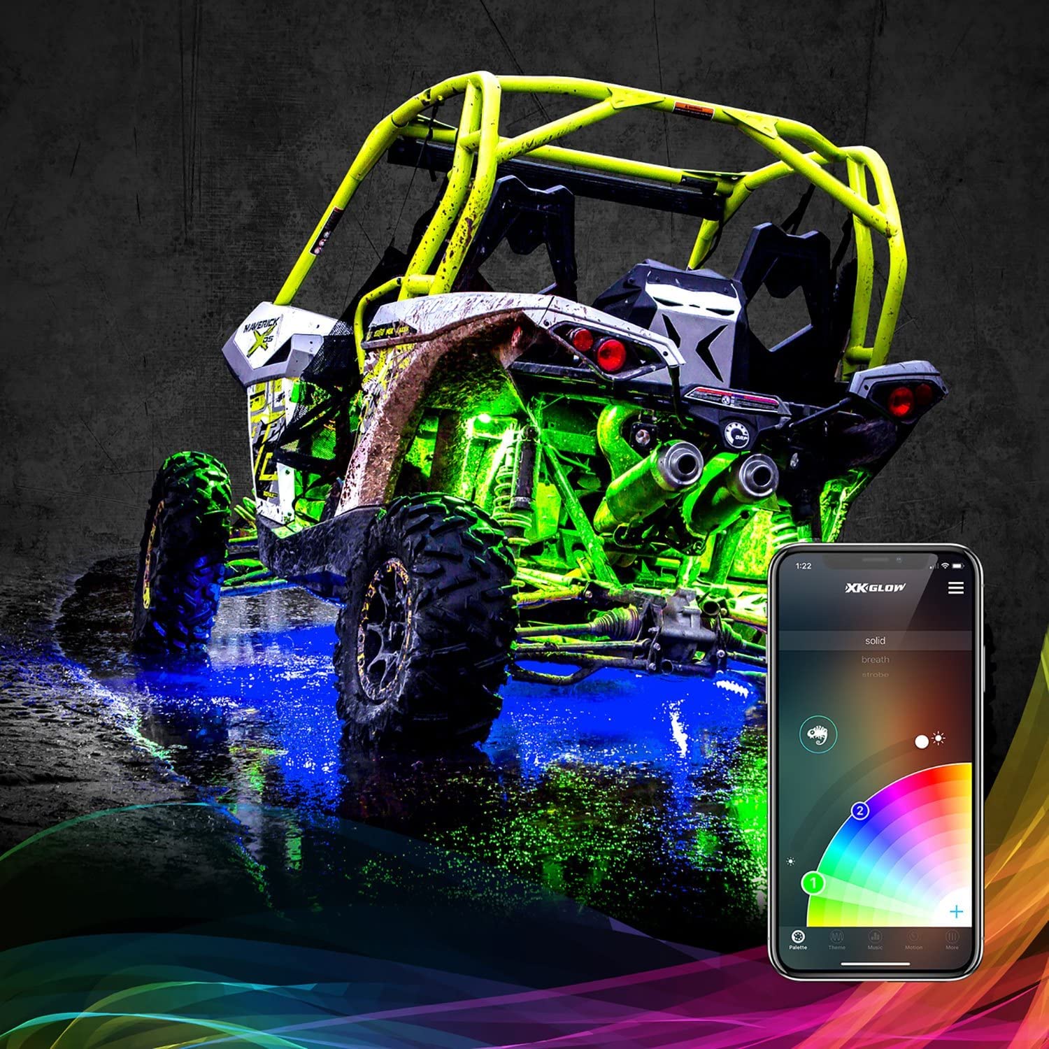 XK Glow XK-ROCK-STA-DM 4Pc 6W Led Rock Light Standard Kit With Dual-Mode Dash