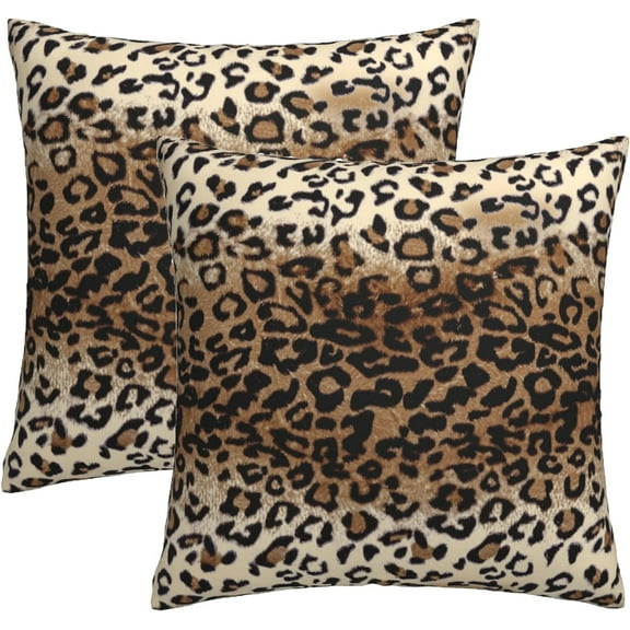 Brown Leopard Pillow Cover 18x18 Inches Cheetah Throw Pillows Set of 2 Soft Cotton Leopard Print Decorative Throw Pillow Covers for Home Couch Sofa Bedroom Livingroom