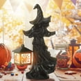 thumbnail image 3 of BadPiggies Cracker Barrel Ghost Witch Messenger with LED Lantern Ghost Statue Ornament Halloween Decorations (Black), 3 of 8