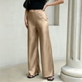 thumbnail image 5 of Dwellite Pants for Women Satin Wide Leg Dress Pants Waistband Casual Long Flowy Loose Trousers 2026 Champagne XL, 5 of 6