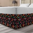 thumbnail image 1 of Day of the Dead Bed Skirt, Repetitive Pattern with Mexican Colorful, Elastic Bedskirt Dust Ruffle Wrap Around for Bedding Decor, 4 Sizes, Charcoal Grey Multicolor, by Ambesonne, 1 of 2