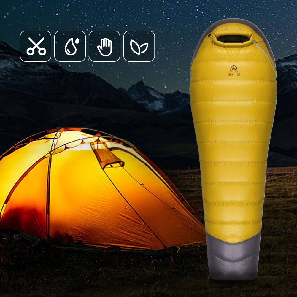 BLEEUS Goose Down Camping Sleeping Bag Ultralight For Outdoor Indoor Camping Supplies (Yellow 600g)