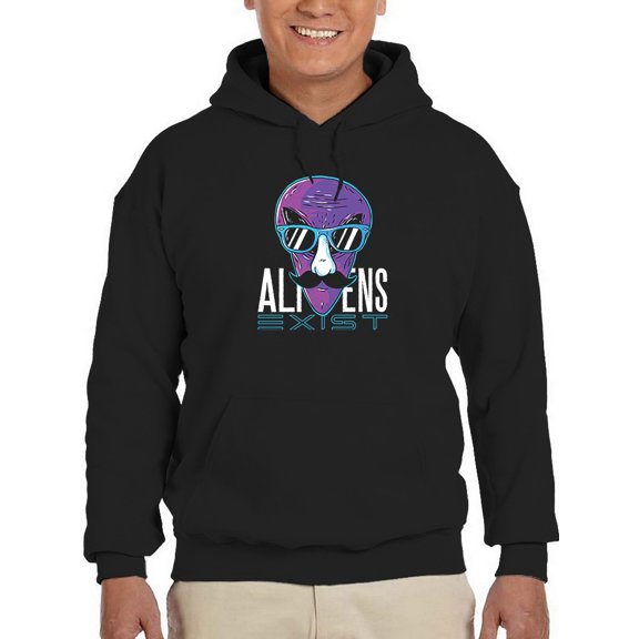Aliens Exist Funny Alien Hoodie Men -GoatDeals Designs, Male 3X-Large
