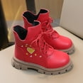 thumbnail image 4 of Girls Boots - Girls Flat Booties Comfortable Warm Breathable Cute Printed Bare Boots Fashion Casual Wear Non- Sole Kids Shoes - Toddler Boots,Color:Red,Size:4-4.5 Years, 4 of 5