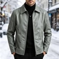 thumbnail image 3 of FRSASU Leather Jacket for Men Motorcycle Big and Tall Biker Outwear Lightweight Zip Up Slim Fit Coats Green, 3 of 9