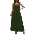 thumbnail image 1 of Sexy Vestido Casual para las Mujeres, Moda de Verano Cuello Cuadrado sin Mangas de Color Sólido para la Playa, la Fiesta Y Diario, 1 of 6