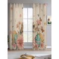 thumbnail image 2 of Easter Bunny Sheer Curtains 63 Inch Length 2 Panels Set for Living Room/Bedroom, Eggs Vintage Pink Daisy Spring Floral Butterfly Kitchen Curtains Grommet Curtains Window Treatments 42"x63"x2, 2 of 7