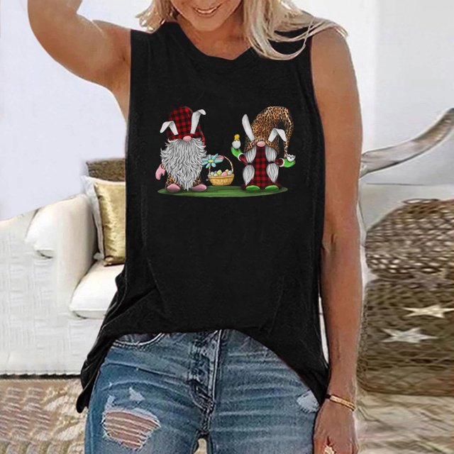 Daisyyozoid Chemise Joyeuses Pâques pour Femmes Mode Décontractée Sans Manches Imprimée Chandails en Molleton pour Dames