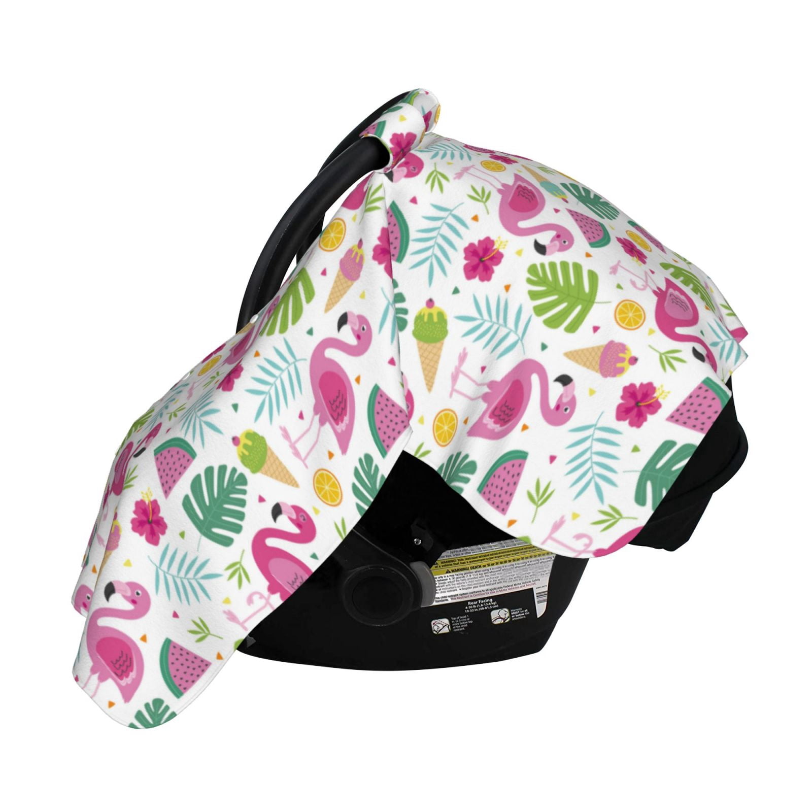 Naloa Cute Flamingo Baby Car Seat Cover, Breathable Baby Carrier Cover, Multiuse Baby Carrier Cover & Nursing Breastfeeding Cover