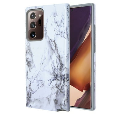 Samsung Galaxy Note 20 ULTRA Phone Case Marble Hybrid Armor impact [Shock Absorption] Rubber Dual Layer Rugged Protective Protector WHITE MARBLING PATTERN Cover for Samsung Galaxy NOTE 20 Ultra /6.9"