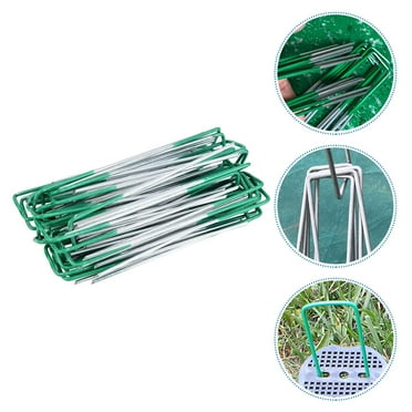 Sparsain 20pcs U Shaped Garden Stakes Lawn Spikes (Green)