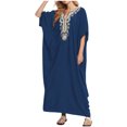 thumbnail image 2 of TMOYZQ Kaftan Dresses for Women Embroidered Short Sleeve V-Neck Plus Size Caftans Bikini Swimsuit Cover-Up Long Beach Dress, 2 of 5