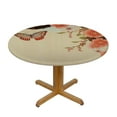 thumbnail image 3 of JEUXUS  Oriental Cherry Round Fitted Tablecloth Blossom Butterfly Orange Ethnic Spring Elastic Edge Tablecloth Waterproof Oilcloth Table Cover, 3 of 7