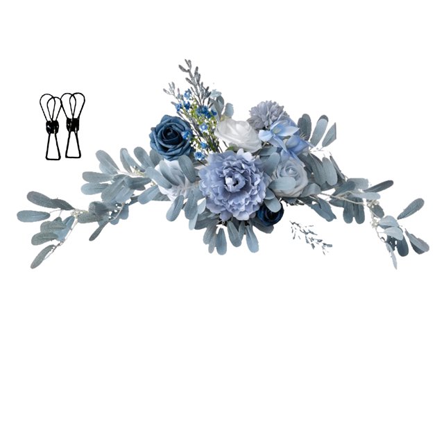 Flor colgante, cartel de bienvenida para fiesta de boda, decoración Floral, tela de seda A5 de 60x25cm (con dos clips)