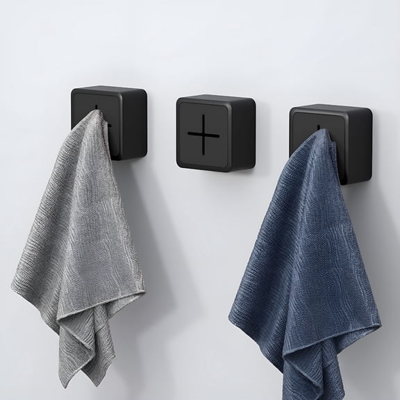 LAMIRO 3 Pack Kitchen Towel Hooks - Self Adhesive Towel Holders for Kitchen,Wall Mounted Kids Hand Towel Hook,Ideal as Bathroom,Dish Towel Holders