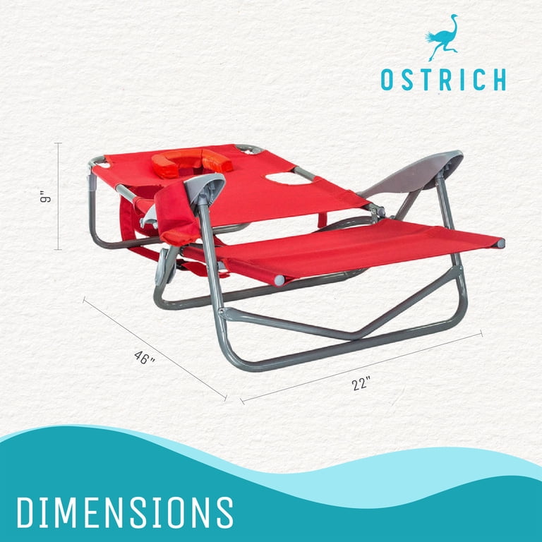 Ostrich On-Your-Back Folding Reclining Outdoor Lawn Chair, Red (3