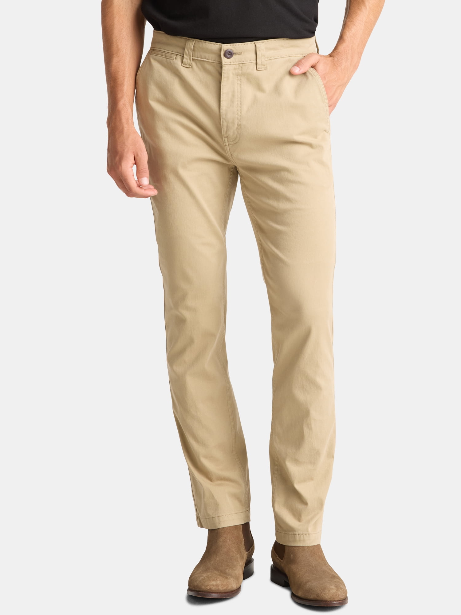 George Men's Slim Chino Pants, Stretch Cotton, Mid-Rise, 5-Pocket
