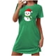 thumbnail image 2 of Camisón corto navideño para mujer, talla grande, cuello redondo, manga corta, estampado en el pecho, vestido de noche para mujer, 2 of 3