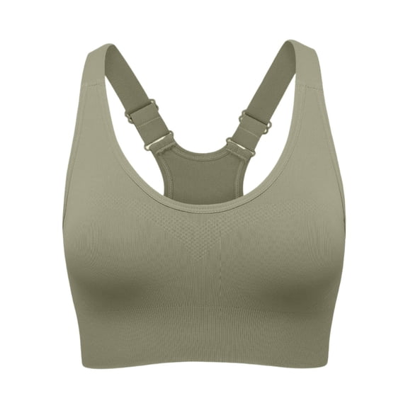 Rexolia Women's Supportive Racerback Sports Bra Adjustable Straps Running Army Green 32