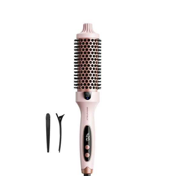Wavytalk Thermal Brush, Blowout Boost 1.5 inch Heated Round Brush for Blowout Look, Dual Voltage, Pink, Sakura, Tourmaline Ceramic, Negative Ion Technology, 5 Temperatu