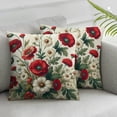 thumbnail image 3 of nygtbtfer Red Poppy Throw Pillow Covers Romantic Garden Flowers Red with White Daisies Insect Bee Design Pillow Cushion Cover Decor Outdoor Sofa (RP-), 3 of 7