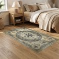 thumbnail image 2 of ODIKA 5'x7' Washable Area Rug Easy Care, Non-Shedding, Pet Friendly, Antique Navigation Compass Rose Directional Chart Distressed for Small Living Room, Bedroom, 2 of 7