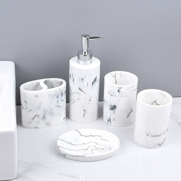 Suministros de baño perfecl paquete de 5 dispensador de loción con Soporte para cepillo blanco