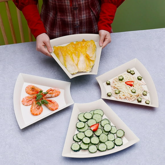Plastic Plates Reusable,Trapezoidal Shape Plates Impregnable Dinner Plates Dishwasher Microwave Safe Plastic Plates Reusable Lightweight Plates for Kitchen or Camping 10.6X8.6 Inches