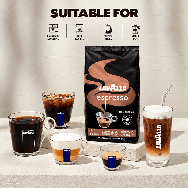 Lavazza, Espresso Whole Bean Coffee, 2.2 lb Bag, Medium Roast