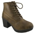 thumbnail image 1 of Womens Casual Lug Sole Chunky Heel Ankle Combat Boot, 1 of 2