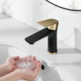 thumbnail image 3 of sumerain Bathroom Faucet Stainless Steel Bathroom Sink Faucet Single Hole Bathroom Faucet Single Handle Black and Gold Vanity Faucet with Water Supply Lines, 3 of 11