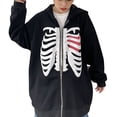 thumbnail image 2 of Douhoow Women Skeleton Print Hoodies Zipper Sweatshirt Long Sleeve Harajuku Jacket Streetwear, 2 of 9