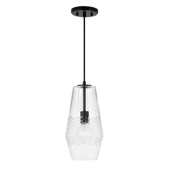 1 Light Pendant In Transitional Style-14.25 Inches Tall And 7 Inches Wide-Matte Black Finish    -Traditional Installation Capital Lighting 345011Mb