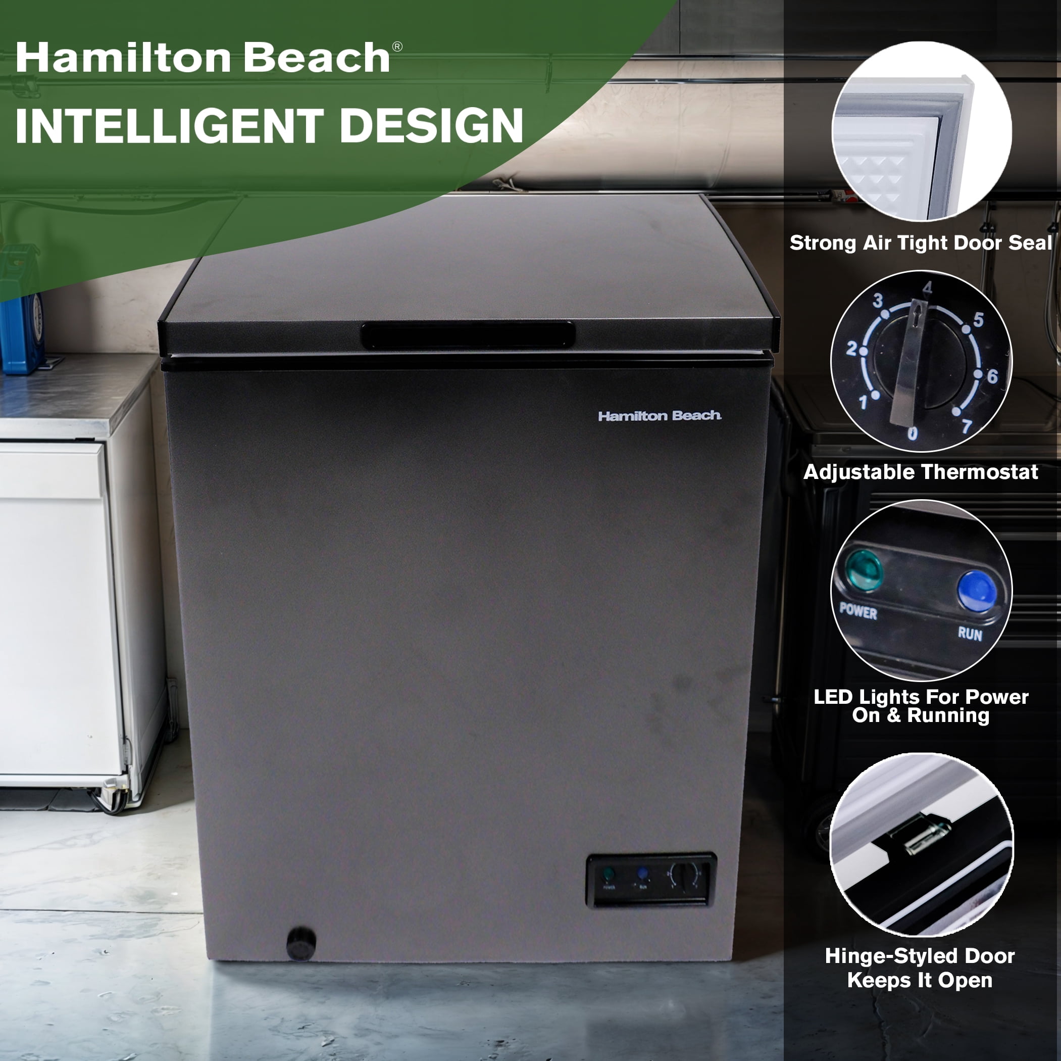 Hamilton Beach 5.0 cu ft Garage Ready Chest Freezer in Dark Granite Finish