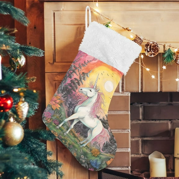 Ryvnso Christmas Stockings Horse in Forest 17.7" Large Stocking Decoration 1 Pack